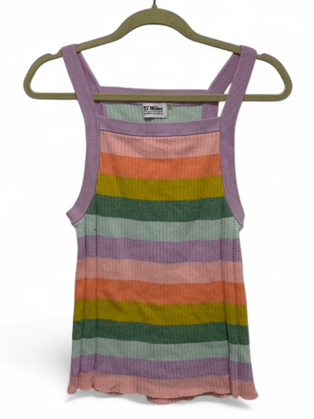 27 Miles Malibu Brielle Pastel Multicolor Ribbed Tank Top - Lavender Trim